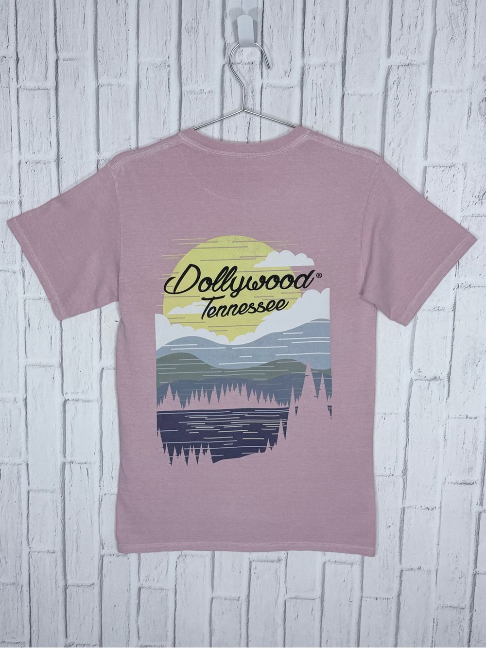 🦋 Dollywood 100% COTTON Tennessee Upcycled Patch Graphic Tee Pink Size Small